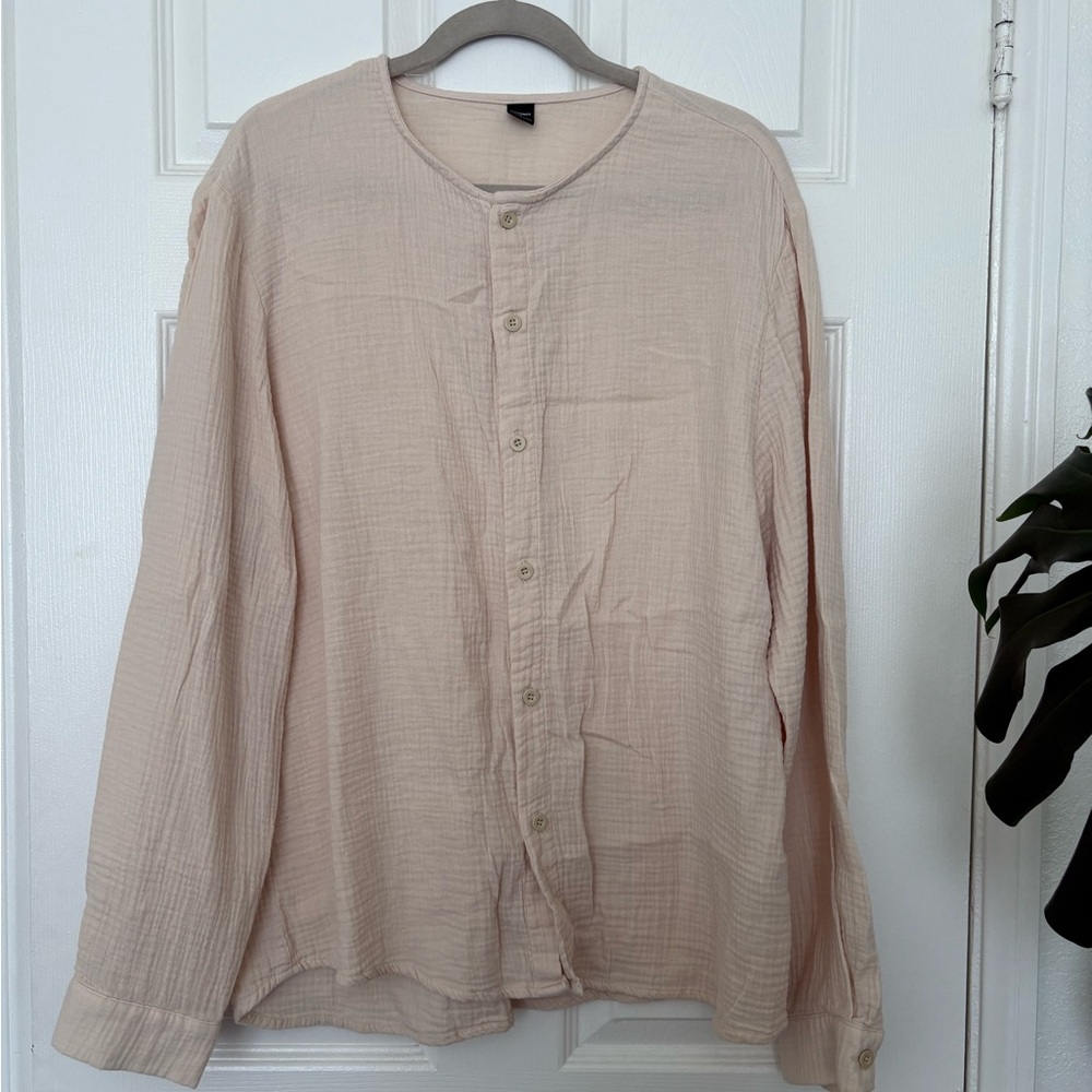 Light Beige Button-Up collarless shirt